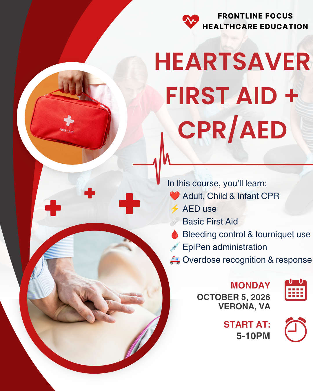 🚑 Community CPR, First Aid & AED Class - Oct 5, 2026